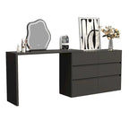 Commode et Bureau Rotatifs – Coiffeuse à 6 Tiroirs Blanche/Noire