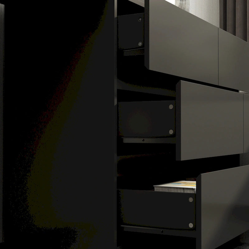 Commode et Bureau Rotatifs – Coiffeuse à 6 Tiroirs Blanche/Noire