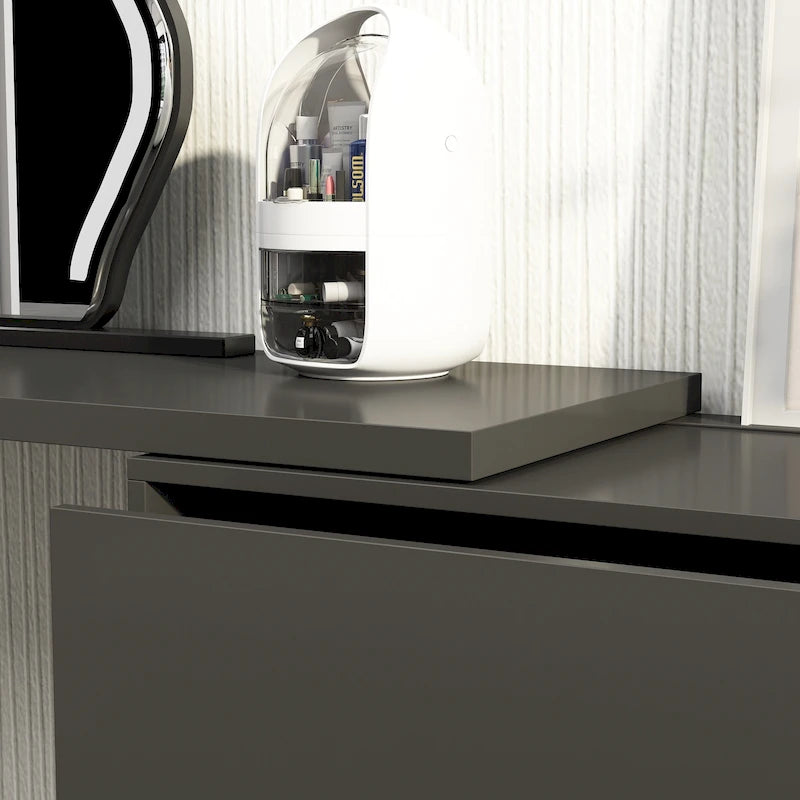 Commode et Bureau Rotatifs – Coiffeuse à 6 Tiroirs Blanche/Noire