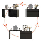 Commode et Bureau Rotatifs – Coiffeuse à 6 Tiroirs Blanche/Noire