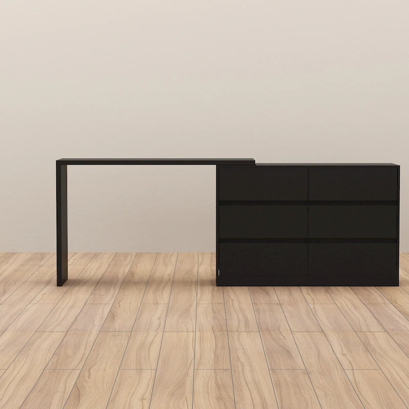Commode et Bureau Rotatifs – Coiffeuse à 6 Tiroirs Blanche/Noire