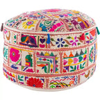 Pouf Rond Géométrique en Coton 22" – Coussin de Sol Décoratif