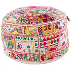 Pouf Rond Géométrique en Coton 22" – Coussin de Sol Décoratif