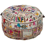 Pouf Rond Géométrique en Coton 22" – Coussin de Sol Décoratif
