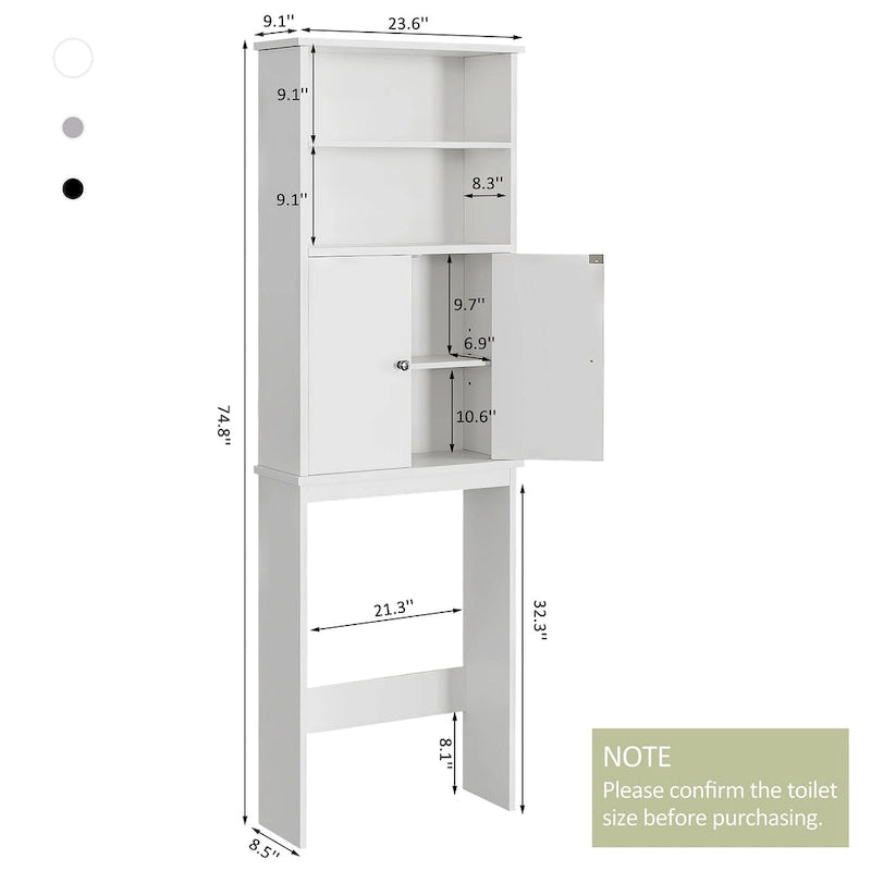 Meuble de rangement sur toilette avec porte – Organisateur de salle de bain