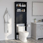Meuble de rangement sur toilette avec porte – Organisateur de salle de bain