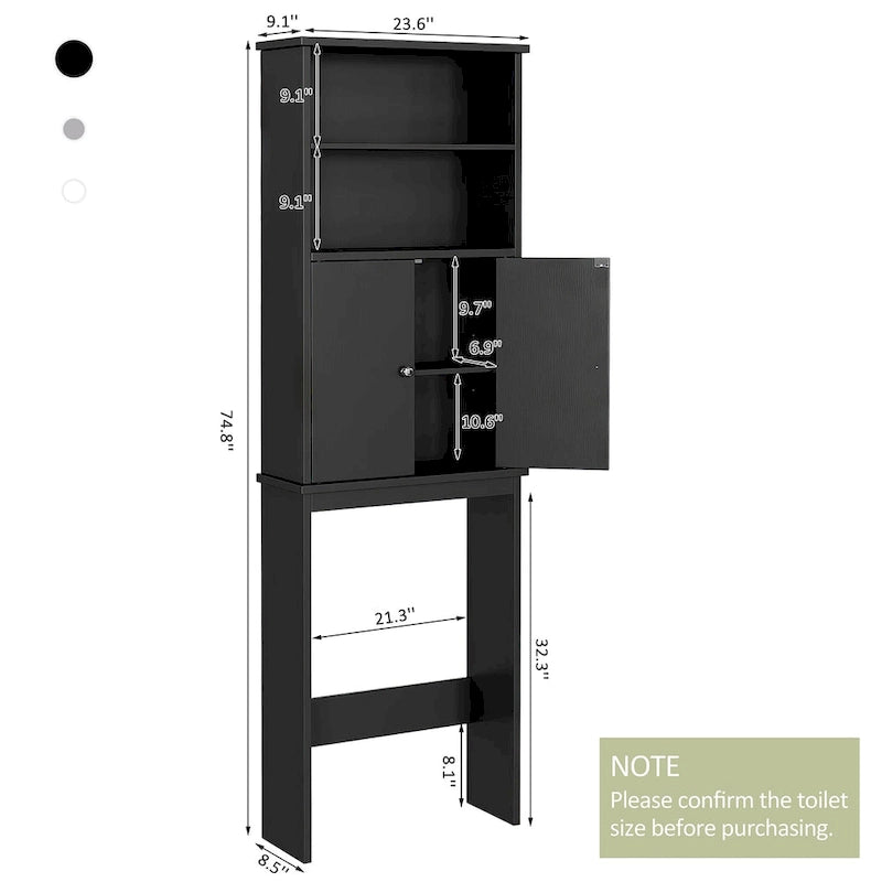 Meuble de rangement sur toilette avec porte – Organisateur de salle de bain