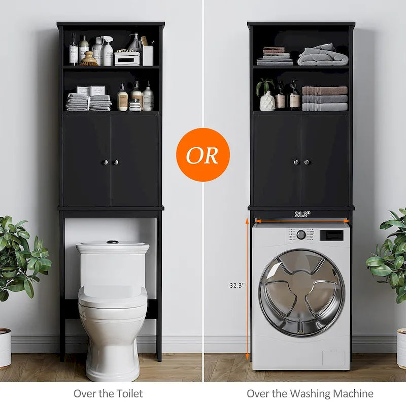 Meuble de rangement sur toilette avec porte – Organisateur de salle de bain
