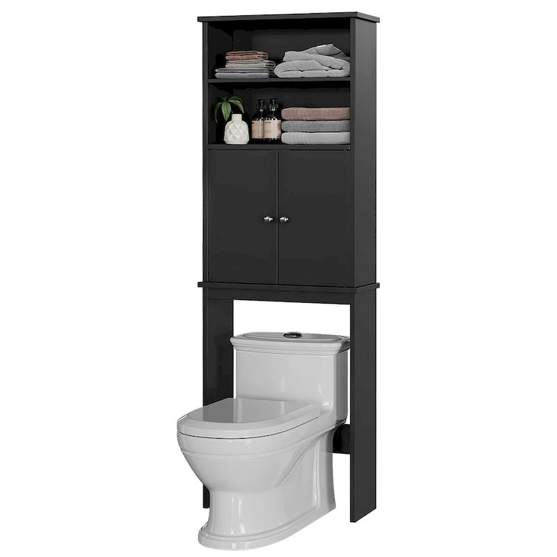Meuble de rangement sur toilette avec porte – Organisateur de salle de bain