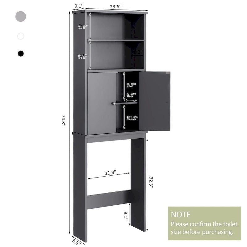 Meuble de rangement sur toilette avec porte – Organisateur de salle de bain