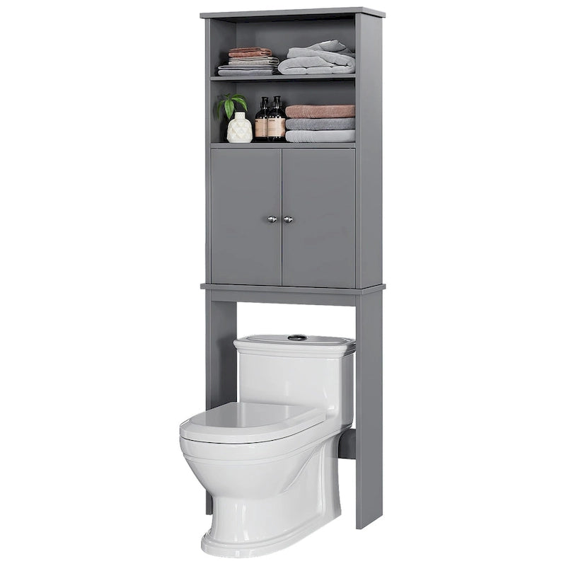 Meuble de rangement sur toilette avec porte – Organisateur de salle de bain