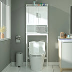 Meuble de rangement pour toilettes en bambou – Étagère réglable et doubles portes