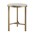 Table d'appoint mi-siècle moderne en marbre ivoire et or