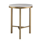 Table d'appoint mi-siècle moderne en marbre ivoire et or