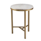 Table d'appoint mi-siècle moderne en marbre ivoire et or