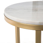 Table d'appoint mi-siècle moderne en marbre ivoire et or