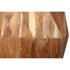 Table d'appoint artisanale en bois d'acacia massif de 22 po – Plateau octogonal, brun naturel
