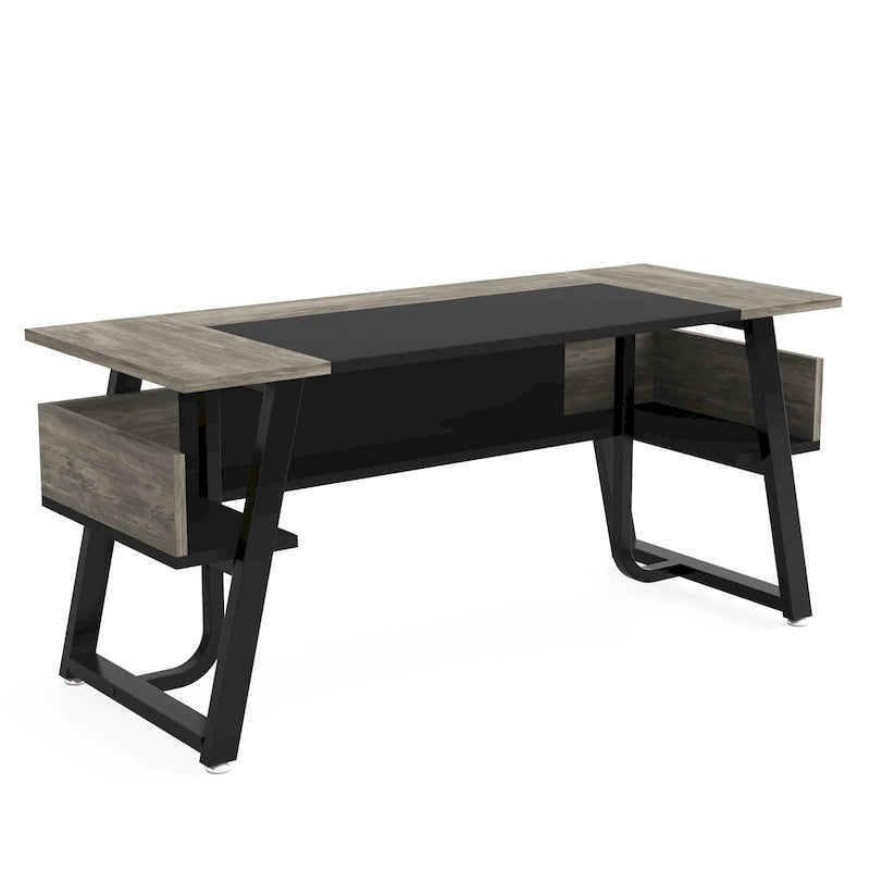 Bureau de direction industriel avec étagère de rangement – Bureau d'écriture de 160 cm