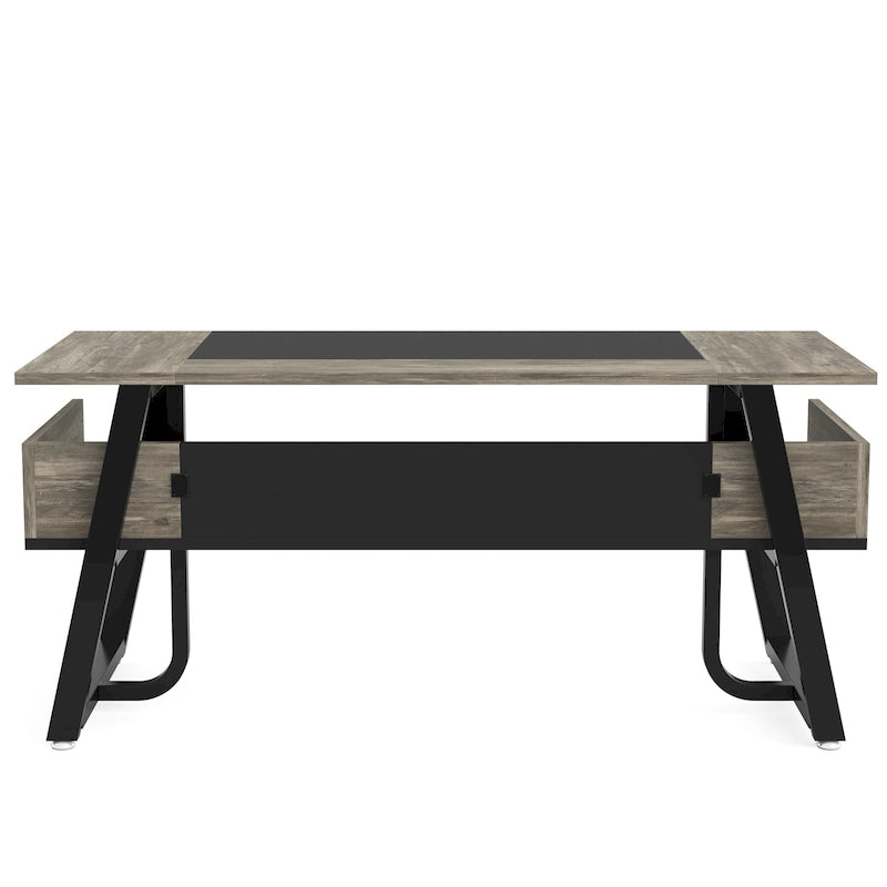 Bureau de direction industriel avec étagère de rangement – Bureau d'écriture de 160 cm