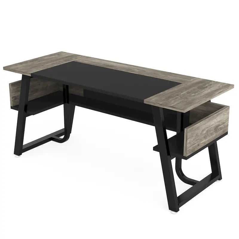 Bureau de direction industriel avec étagère de rangement – Bureau d'écriture de 160 cm