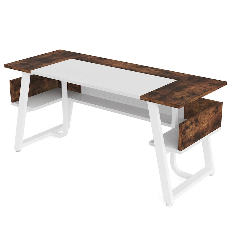 Bureau de direction industriel avec étagère de rangement – Bureau d'écriture de 160 cm