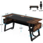 Bureau de direction industriel avec étagère de rangement – Bureau d'écriture de 160 cm