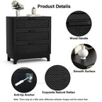 Commode à 3 tiroirs en rotin noir – Commodes modernes