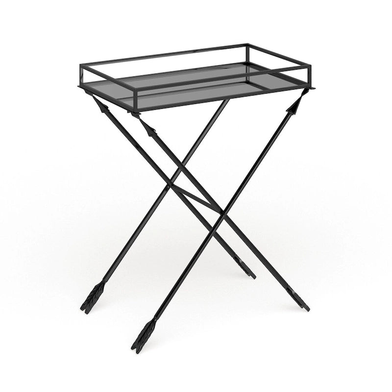 Table d'appoint Arrow en métal – Plateau en verre, 21x14x26