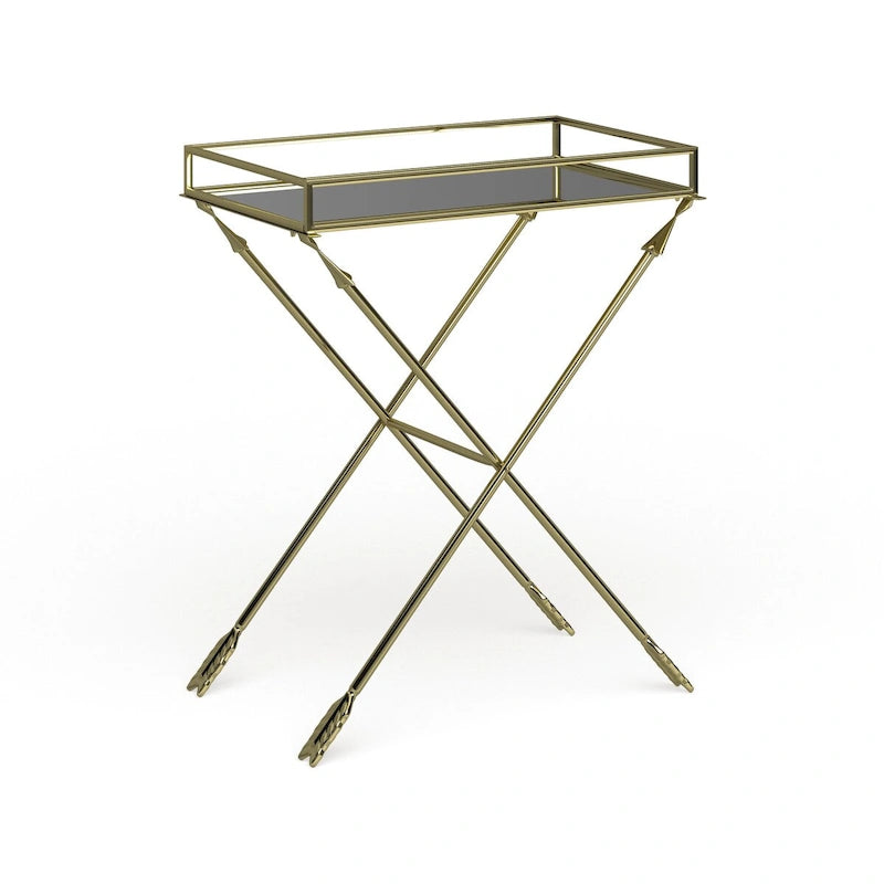 Table d'appoint Arrow en métal – Plateau en verre, 21x14x26