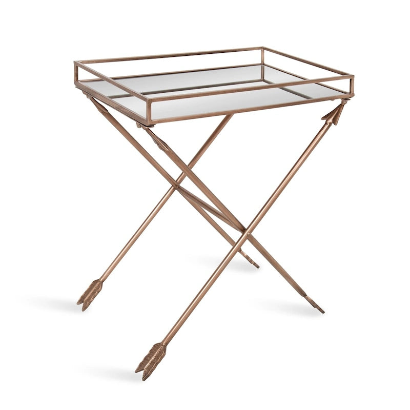 Table d'appoint Arrow en métal – Plateau en verre, 21x14x26
