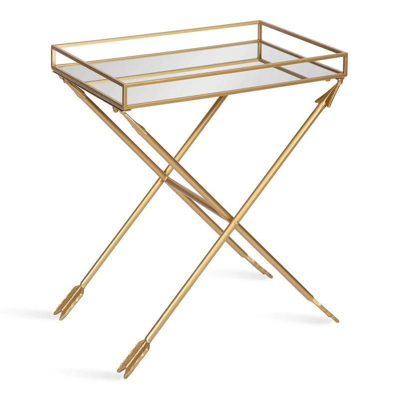 Table d'appoint Arrow en métal – Plateau en verre, 21x14x26