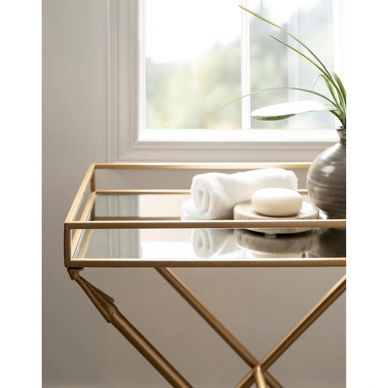 Table d'appoint Arrow en métal – Plateau en verre, 21x14x26