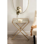 Table d'appoint Arrow en métal – Plateau en verre, 21x14x26