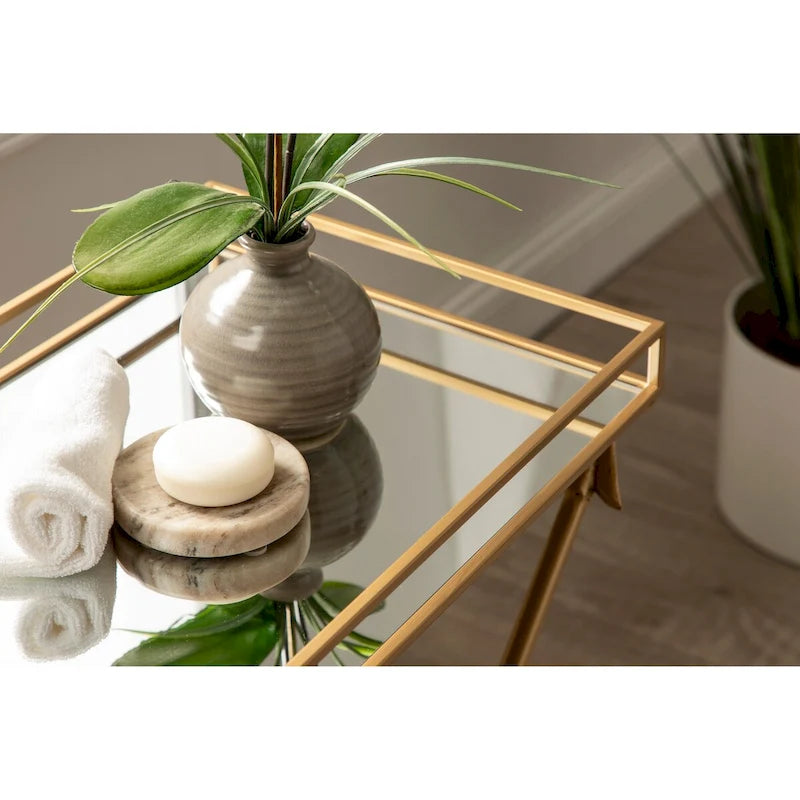 Table d'appoint Arrow en métal – Plateau en verre, 21x14x26