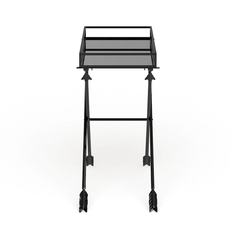 Table d'appoint Arrow en métal – Plateau en verre, 21x14x26