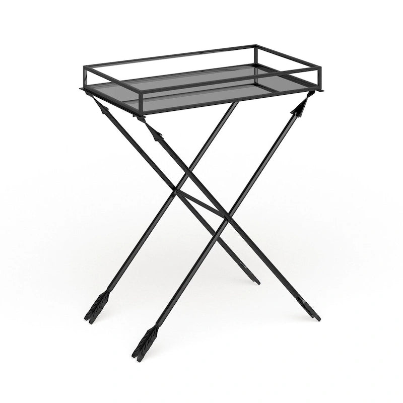 Table d'appoint Arrow en métal – Plateau en verre, 21x14x26