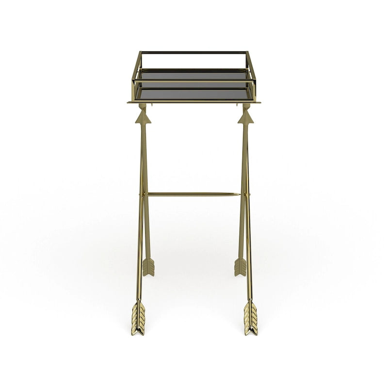 Table d'appoint Arrow en métal – Plateau en verre, 21x14x26