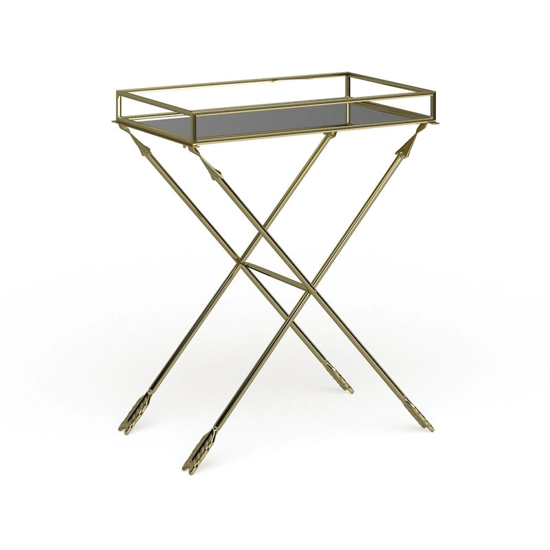 Table d'appoint Arrow en métal – Plateau en verre, 21x14x26