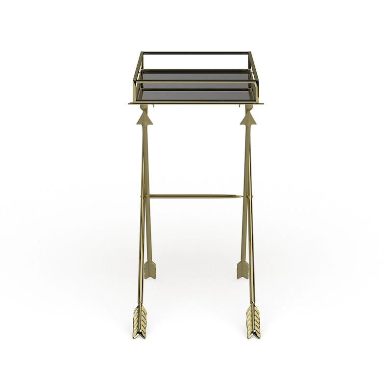 Table d'appoint Arrow en métal – Plateau en verre, 21x14x26