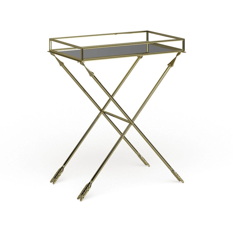 Table d'appoint Arrow en métal – Plateau en verre, 21x14x26