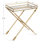 Table d'appoint Arrow en métal – Plateau en verre, 21x14x26