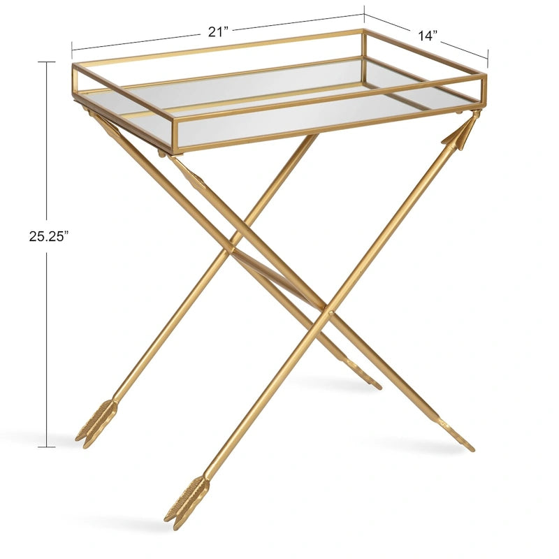 Table d'appoint Arrow en métal – Plateau en verre, 21x14x26