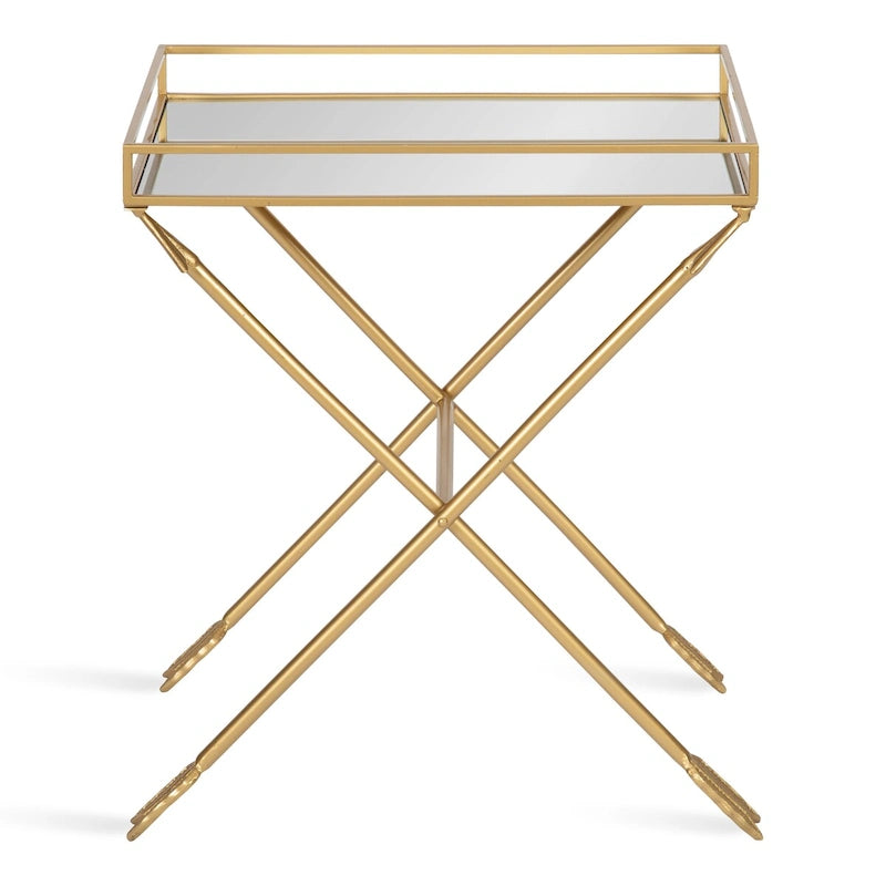Table d'appoint Arrow en métal – Plateau en verre, 21x14x26