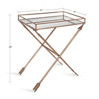 Table d'appoint Arrow en métal – Plateau en verre, 21x14x26