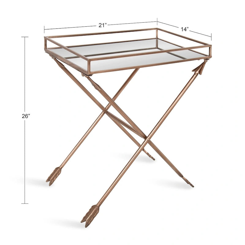 Table d'appoint Arrow en métal – Plateau en verre, 21x14x26
