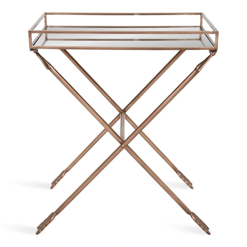 Table d'appoint Arrow en métal – Plateau en verre, 21x14x26