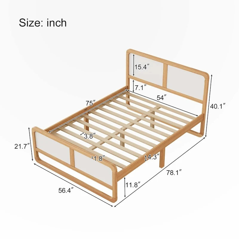 Lit plateforme pleine grandeur en bois massif de style moderne pour enfants