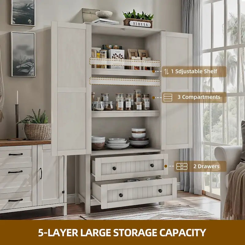 64 Armoire de cuisine haute avec 2 tiroirs et portes