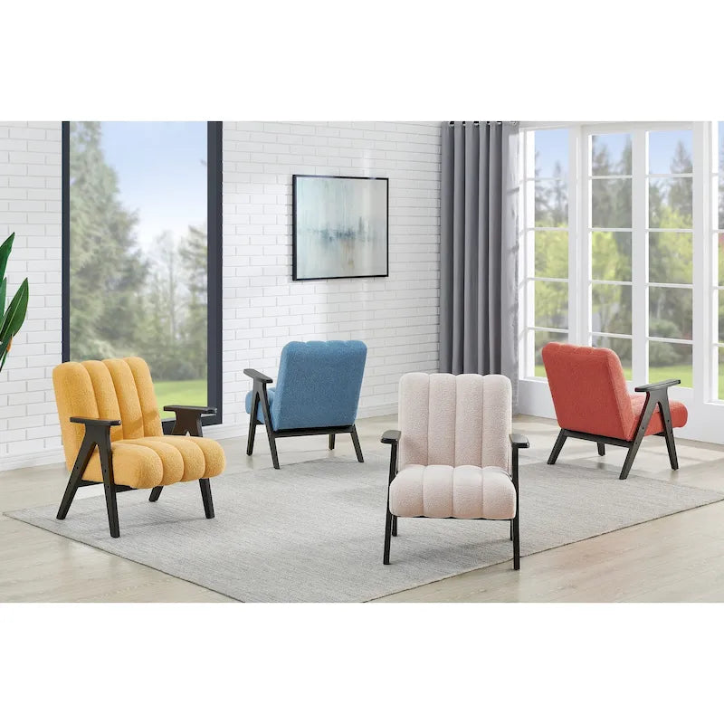 Fauteuil d'appoint moderne Teddy Sherpa – Structure en bois espresso