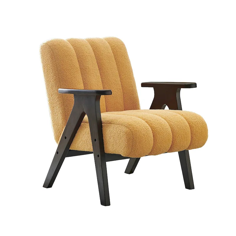 Fauteuil d'appoint moderne Teddy Sherpa – Structure en bois espresso